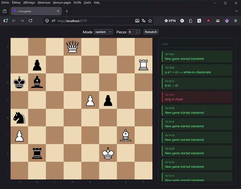 The chess game built with AI SDD running live in the browser